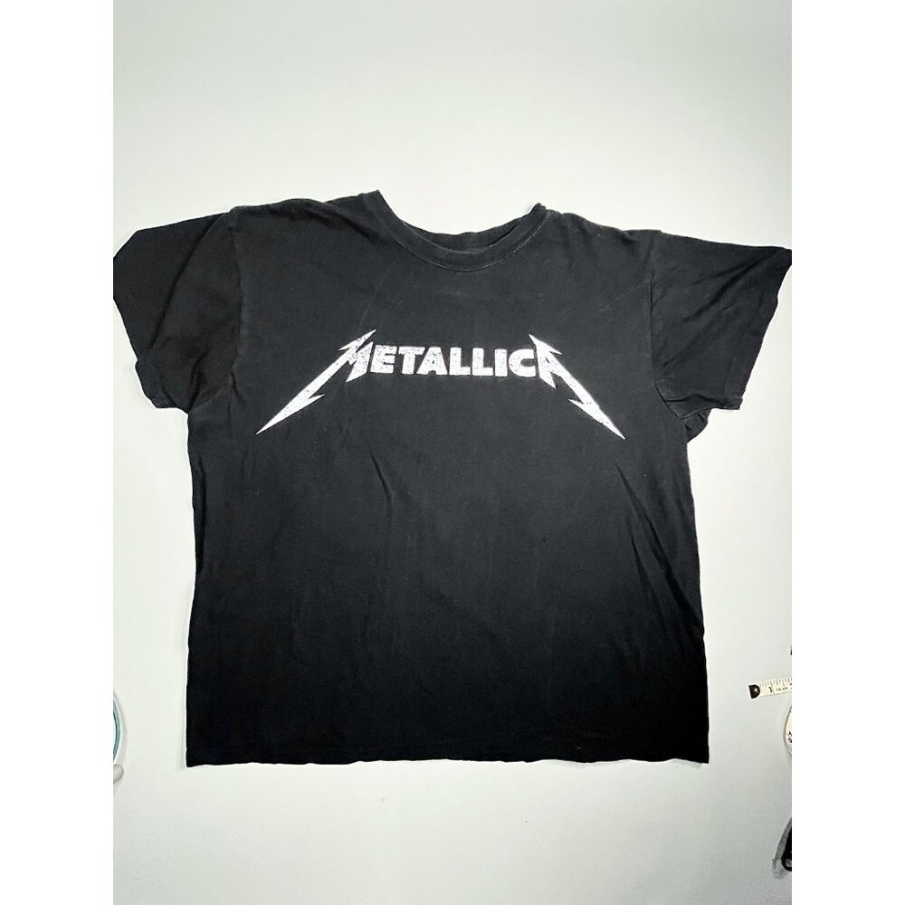 Metallica Logo 1990 90s Vintage T-Shirt Girl Cut Retro Women's Medium, Blk